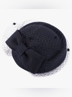 Black Veiled Bow Pillbox Hat - Women’s Elegant Accessory